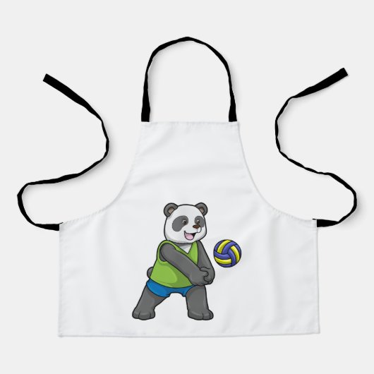 Tablier Panda aux sports avec volleyball (Recto)