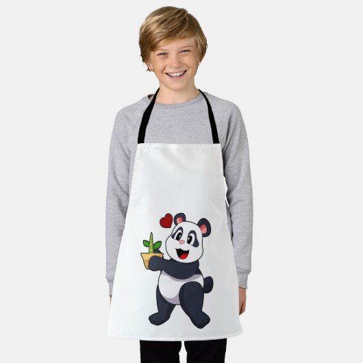 Tablier Panda avec fleur de bambou (Porté)