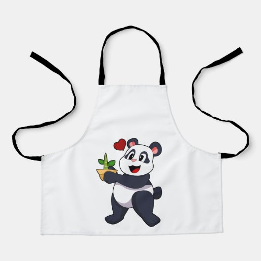 Tablier Panda avec fleur de bambou (Recto)