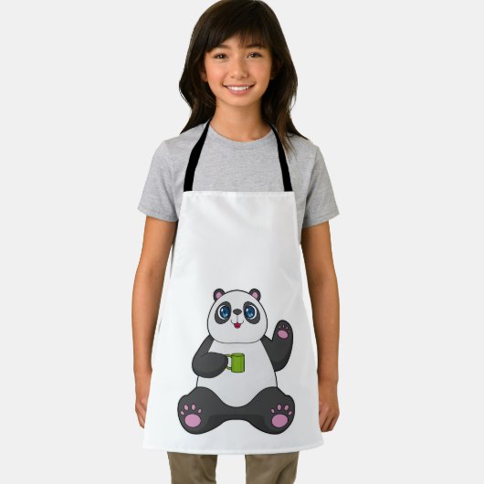 Tablier Panda avec tasse de café (Insitu)