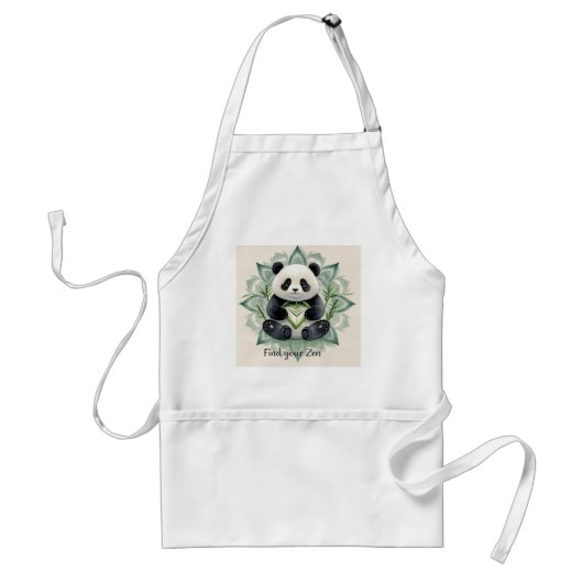 Tablier Panda Chubby assis dans une pose de lotus Zen (Devant)