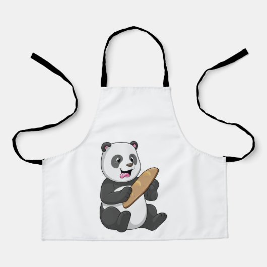 Tablier Panda comme boulanger avec pain (Recto)