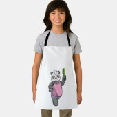 Tablier Panda comme coiffeur avec peigne (Insitu)