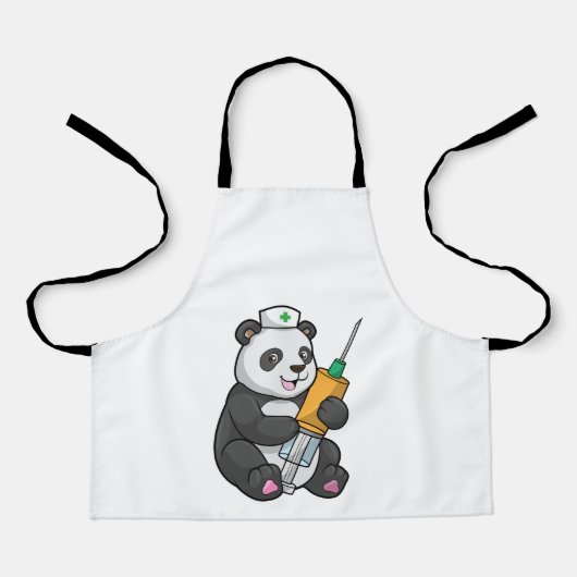 Tablier Panda comme infirmière avec seringue (Recto)