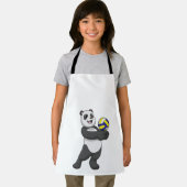 Tablier Panda comme joueur de volleyball avec volleyball (Insitu)