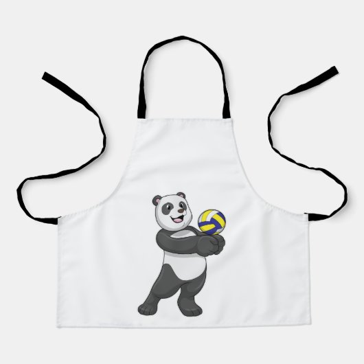 Tablier Panda comme joueur de volleyball avec volleyball (Recto)