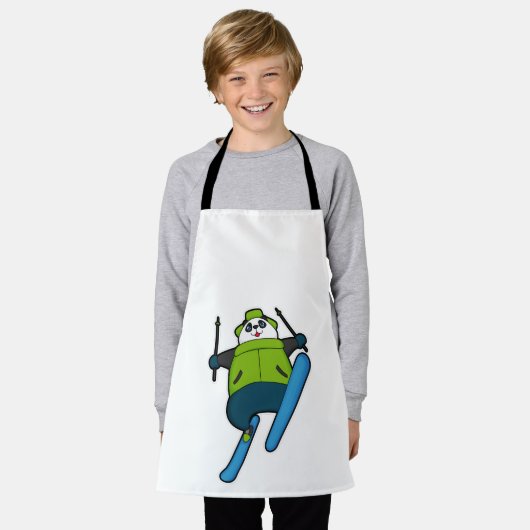 Tablier Panda comme Saut à ski avec Ski (Porté)