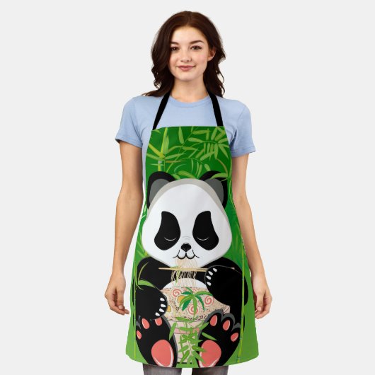 Tablier Panda de caricature ours mangeant ramen (Porté)