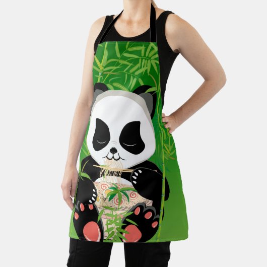 Tablier Panda de caricature ours mangeant ramen (Insitu)