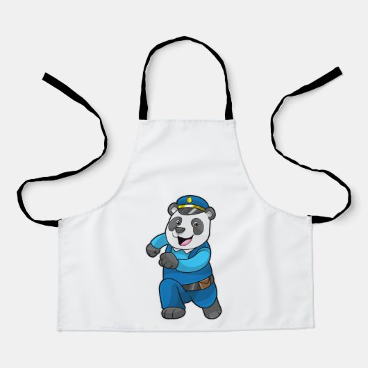Tablier Panda en tant qu'officier de police avec casquette (Recto)
