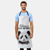 Tablier Panda Funky Moderne Noir Et Blanc Avec Citation (Porté)