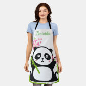 Tablier Panda heureux avec bambou et fleurs de cerisiers (Porté)