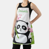 Tablier Panda heureux avec bambou et fleurs de cerisiers (Insitu)