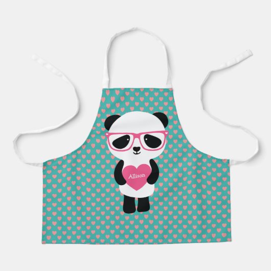 Tablier Panda mignonne avec lunettes roses (Recto)