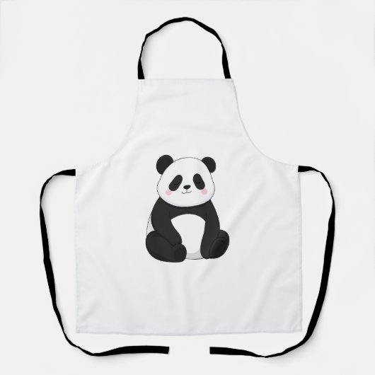 Tablier Panda noir et blanc Kawaii (Recto)