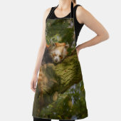 TABLIER PANDA ROUGE SUR BRANCHE ARBRE VERT (Insitu)