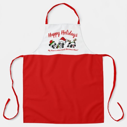 Tablier Pandas de Noël personnalisés (Recto)
