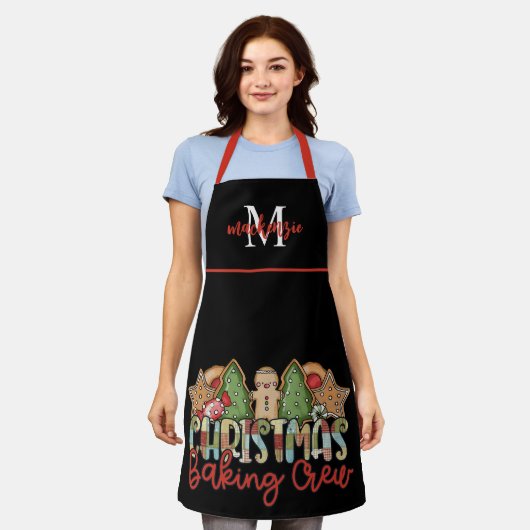 Tablier Panier de Noël Monogramme de pays mignon (Porté)