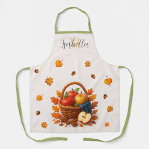 Tablier Panier de récolte d'automne avec pommes et Feuille