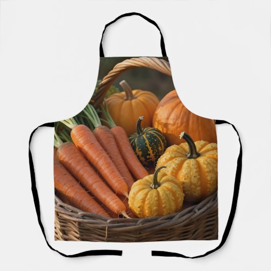 Tablier Panier de récolte rustique citrouilles carottes (Recto)