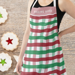 Tablier Paniers de Noël Nom du patron Plaid Adulte Corresp