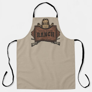 Tablier Panneau de ranch occidental avec nom personnalisé 
