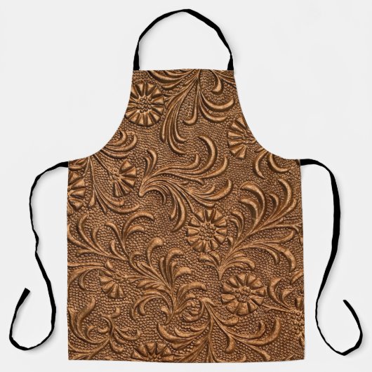 Tablier panneau floral gaufré, cuivre (Recto)