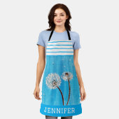 Tablier Panorama d'impression bleu ciel et blanc (Porté)