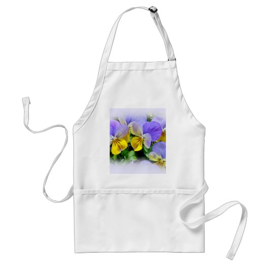 Tablier Pansies - pourpre et jaune (Devant)