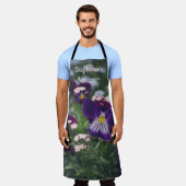 Tablier Pansies violettes et oubliettes roses (Porté)