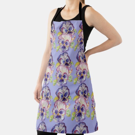 Tablier Pansy Aquarelle Fleur Lilac floral Cuisine Apron (Insitu)