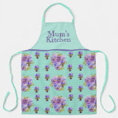 Tablier Pansy Flower Aqua Bande d'art floral Cuisine Apron (Recto)
