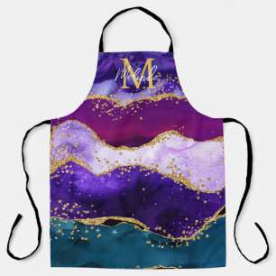 Tablier Paon Violet et Bleu Faux Paillettes Agate
