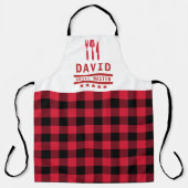 Tablier Papa Cadeau Grill Master BBQ Plaid Personnalisé (Recto)