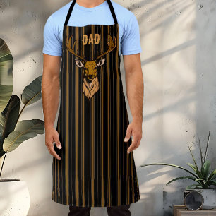 Tablier Papa Chasseur de Cerfs ou Nom à Rayures Noires