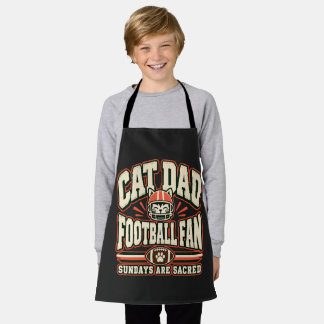 Tablier Papa Chat Fan de Football Graphique Crème Orange R