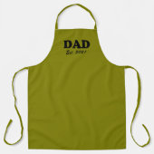 Tablier Papa Custom Date fixe vert olive moderne (Recto)