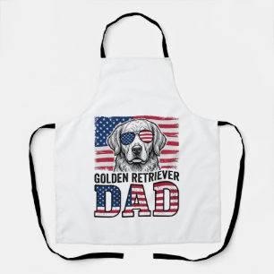 Tablier Papa Golden Retriever Patriotique Vintage Chemise
