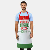 Tablier Papa - Meilleur chef de pizza du monde - rouge bla (Porté)