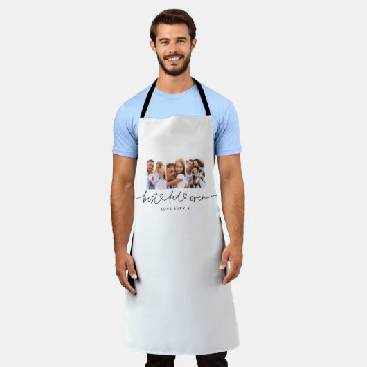 Tablier papa mignon script moderne multi photo cadeau   (Porté)