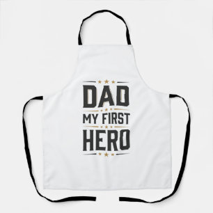Tablier Papa Mon Premier Héros Chemise Vintage Typography