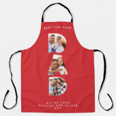 Tablier Papa multi photo moderne typographie rouge (Recto)