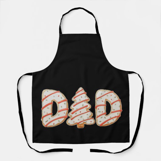 Tablier Papa Noël Arbre gâteau Mutation famille vacances (Recto)