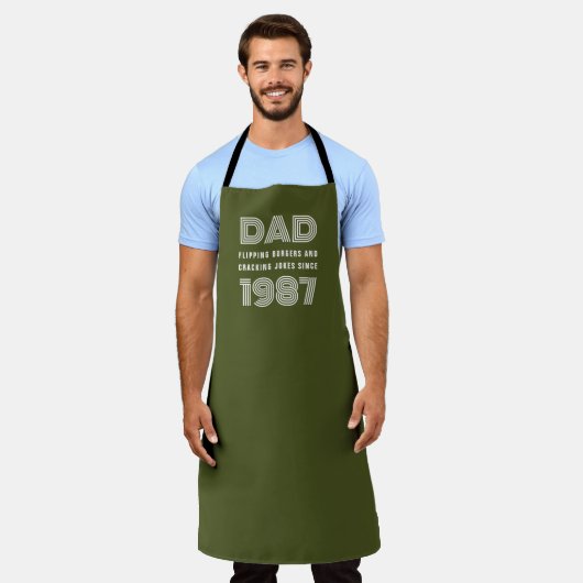 Tablier Papa Personnalisé Année Grill Master BBQ Army Gree (Porté)