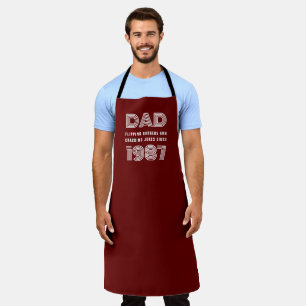 Tablier Papa Personnalisé Année Grill Master BBQ Rouge