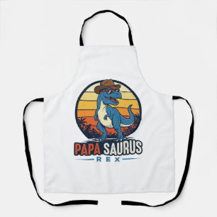 Tablier Papa Saurus Rex Cowboy Dinosaure Vintage T-Shirt_1
