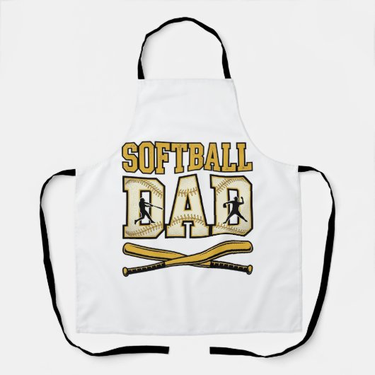 Tablier Papa Softball Gravure Vintage Batteur Graphique_1 (Recto)
