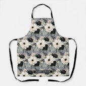 Tablier Papier à impression floral noir et blanc de taille (Recto)