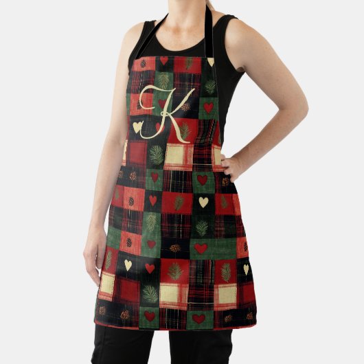 Tablier Papier à lettres rustique campagnard rouge vert à (Insitu)