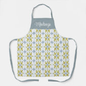 Tablier Papier Aquarelle Bleu Monogramme De Citron De Camp (Recto)